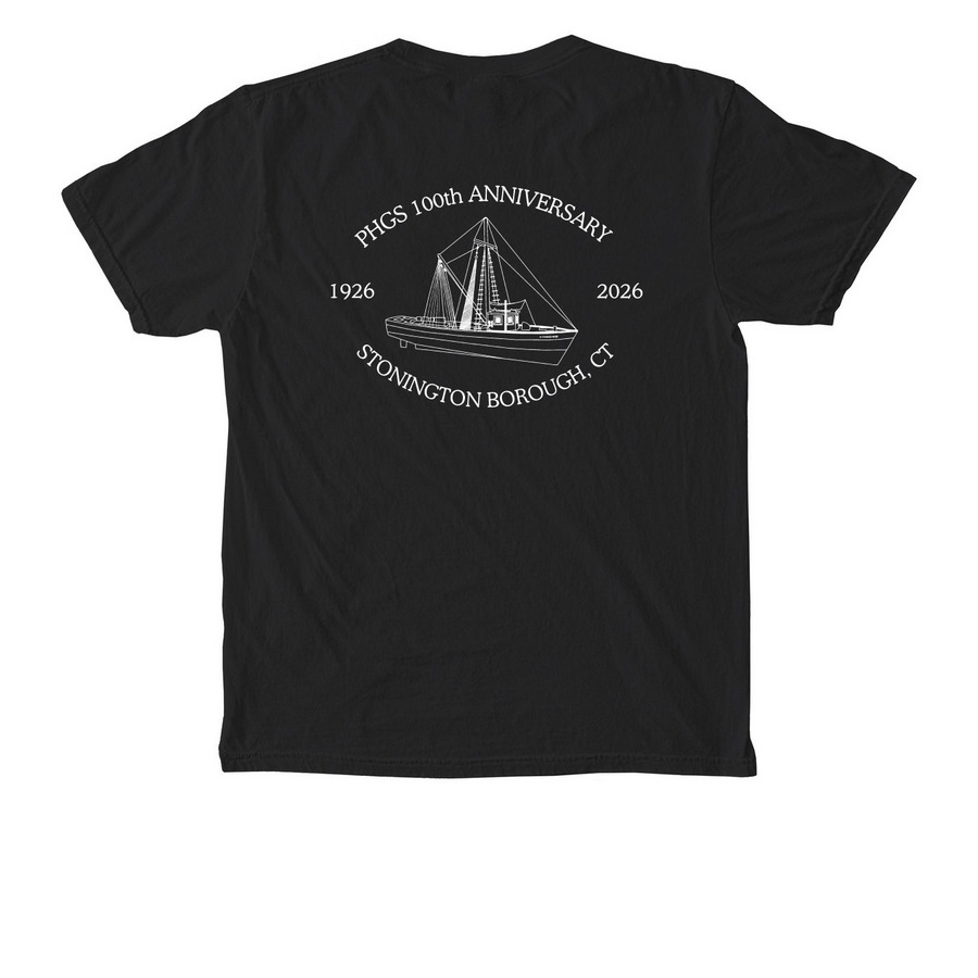 100th Anniversary Adult Pocket T-shirt&nbsp;, a Black Comfort Colors Pocket Tee (back-view)