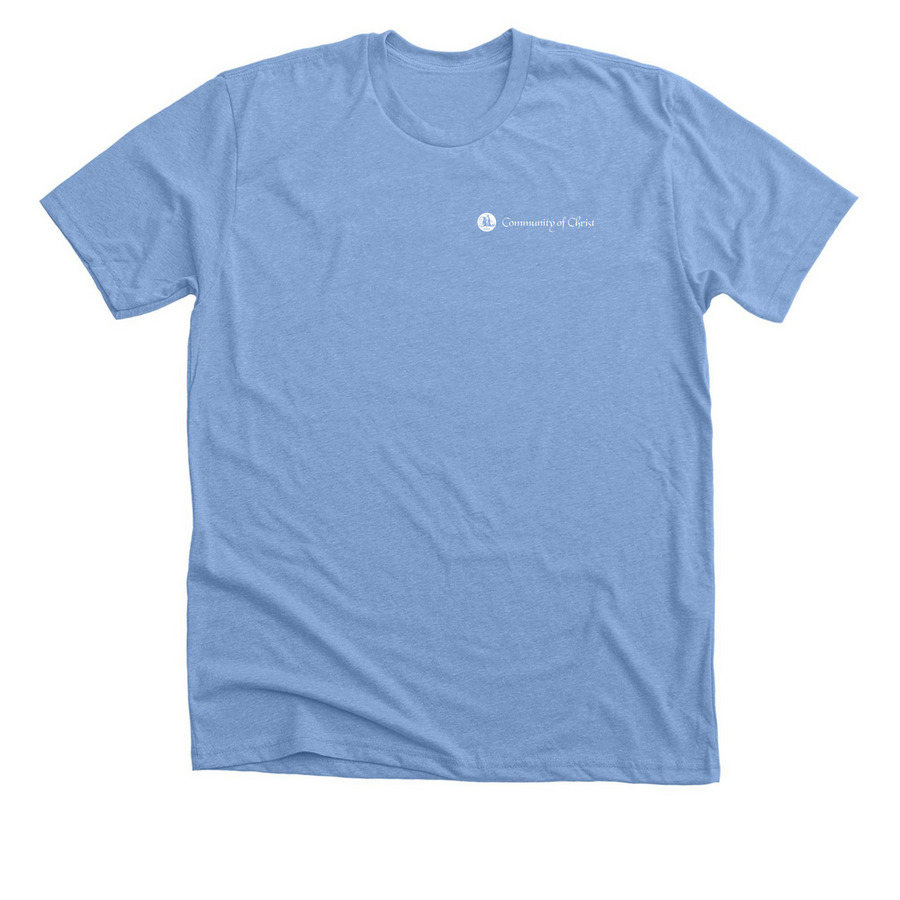 Scarcity is a myth, a Heather Carolina Blue Premium Unisex Tee