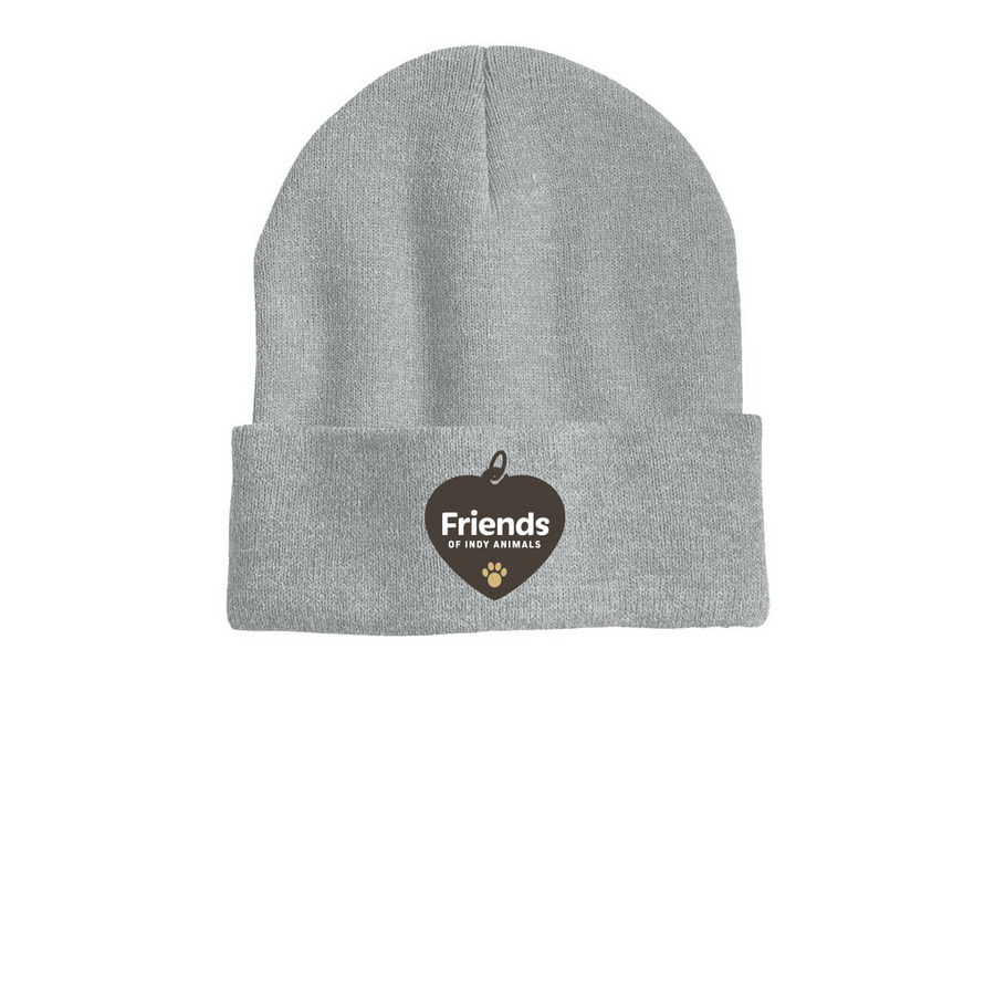 Friends of Indy Animals Standard Logo Beanie, a Heather Grey Printed Cuffed Beanie