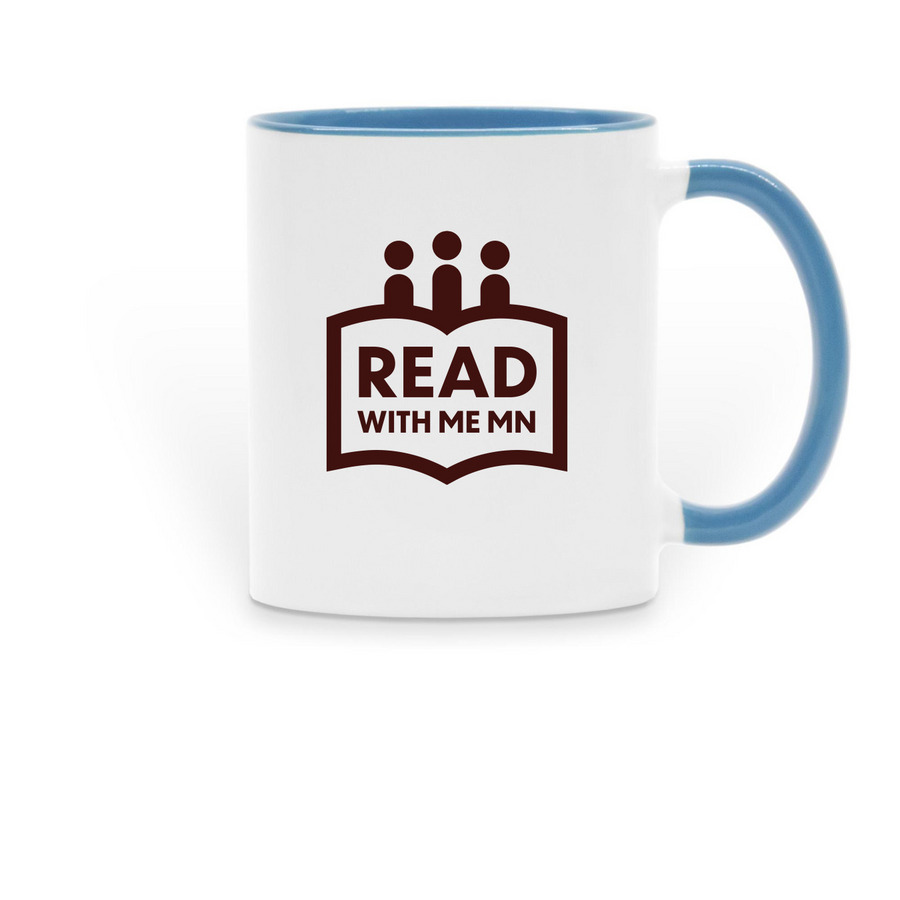 Read With Me MN Mug, a Light Blue Two-Tone Ceramic Mug