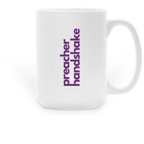 Preacher Handshake Mug, a White Large Coffee Mug