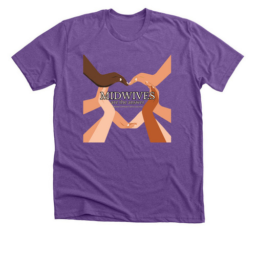 Midwives are the answer, a Heather Team Purple Premium Unisex Tee
