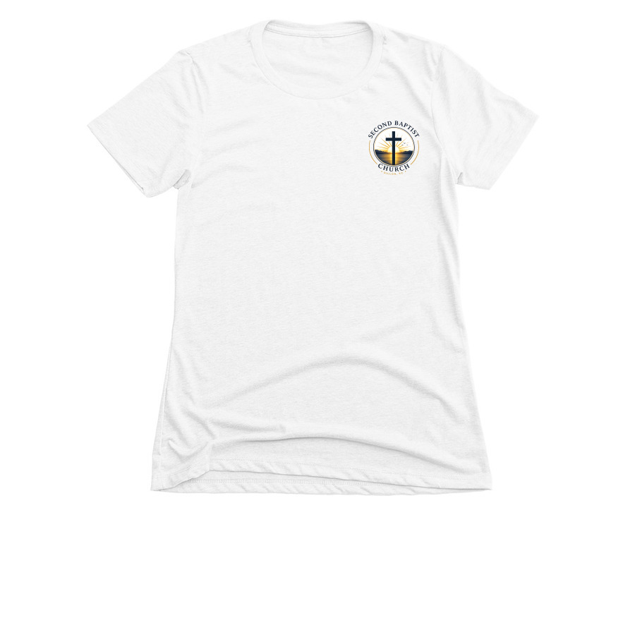 Second Baptist 2026, a White Women's Slim Fit Tee