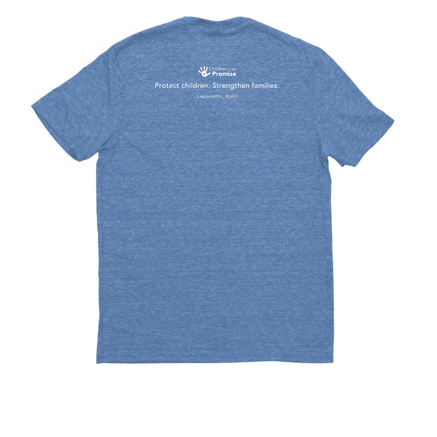 COTP Classic Handprint Tee, a Azure Blue Allmade Eco Triblend Unisex Tee (back-view)