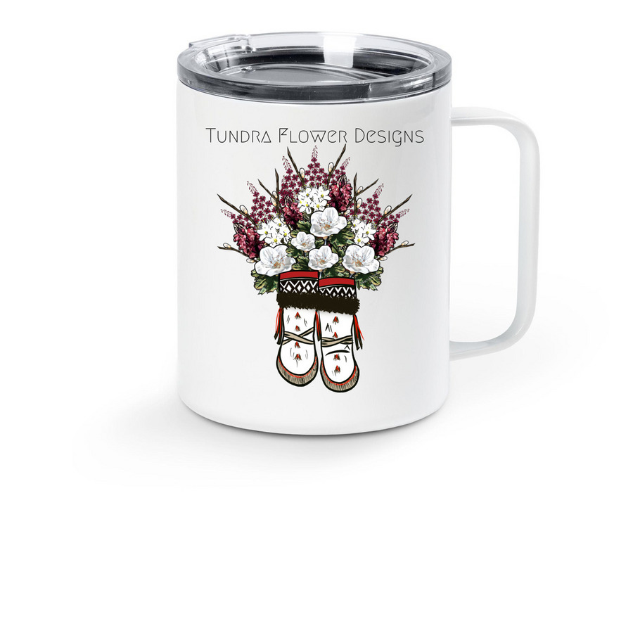 TundraFlowerClassics, a White Stainless Steel Travel Mug