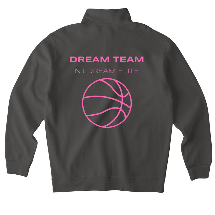"Dream Team"- Girls Logo Collection, a Asphalt Midweight Quarter Zip Pullover (back-view)