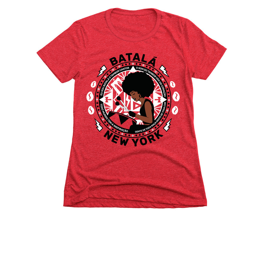 Batal?&nbsp;New York Joyful Drum Series, a Red Women's Slim Fit Tee