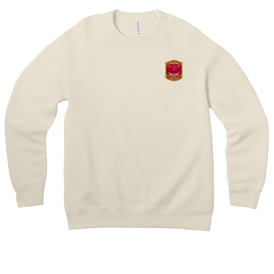 RENAISSANCE BISON AT SPANISH STEPS- on back, a Natural Premium Raglan Crewneck Sweatshirt