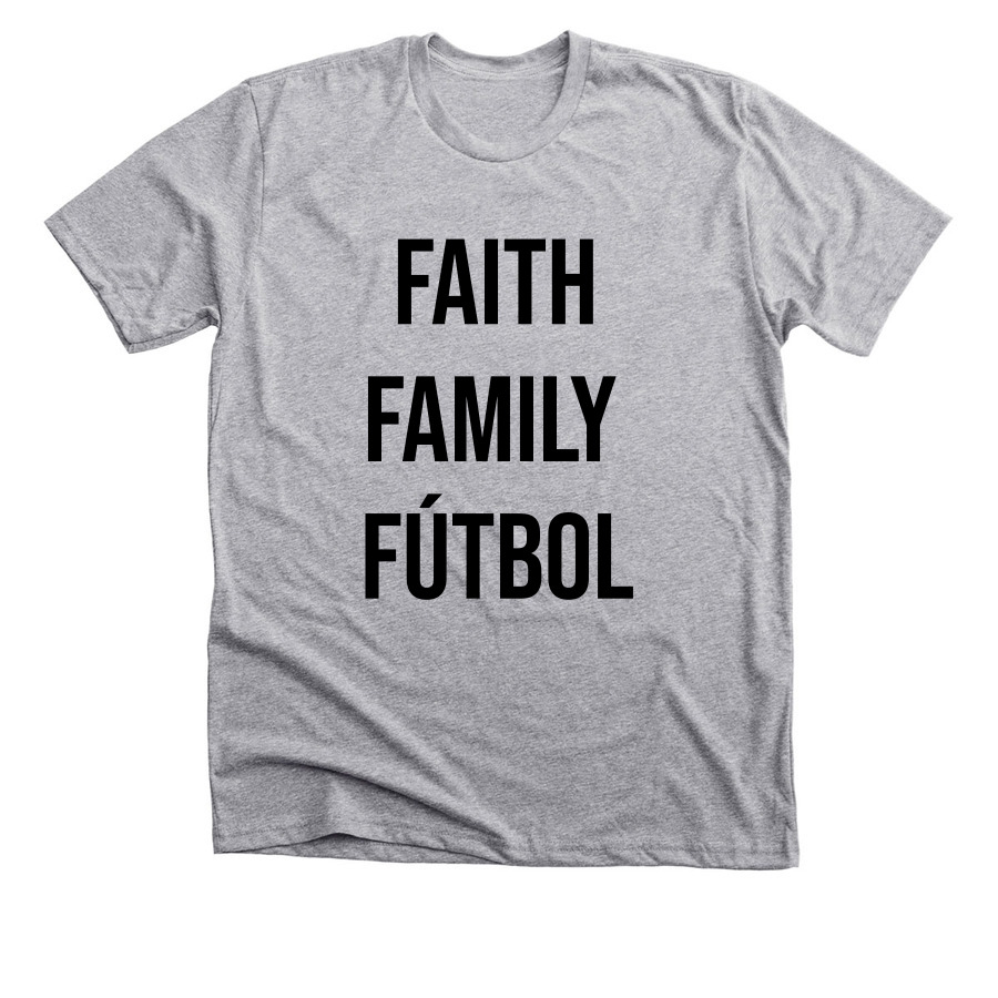 Faith, Family, F?tbol, a Athletic Heather Premium Unisex Tee