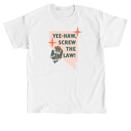 Yee-Haw, Screw The Law! (Peach), a White Classic Unisex Tee