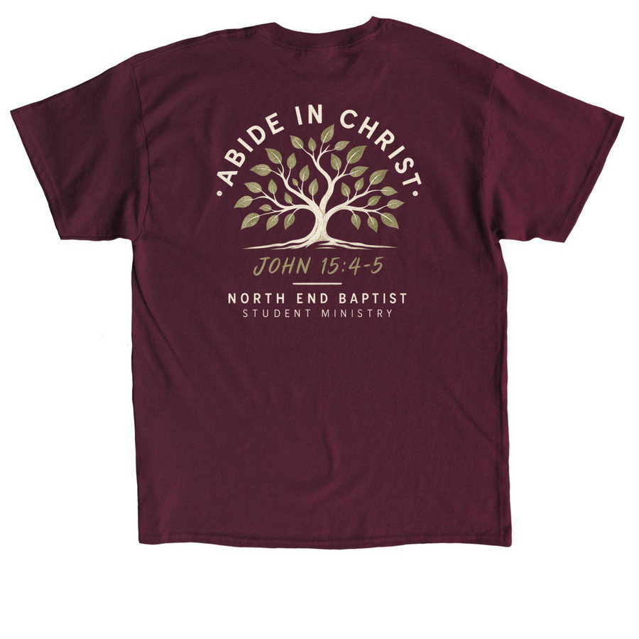 NEBC Youth - Abide, a Maroon Classic Unisex Tee (back-view)