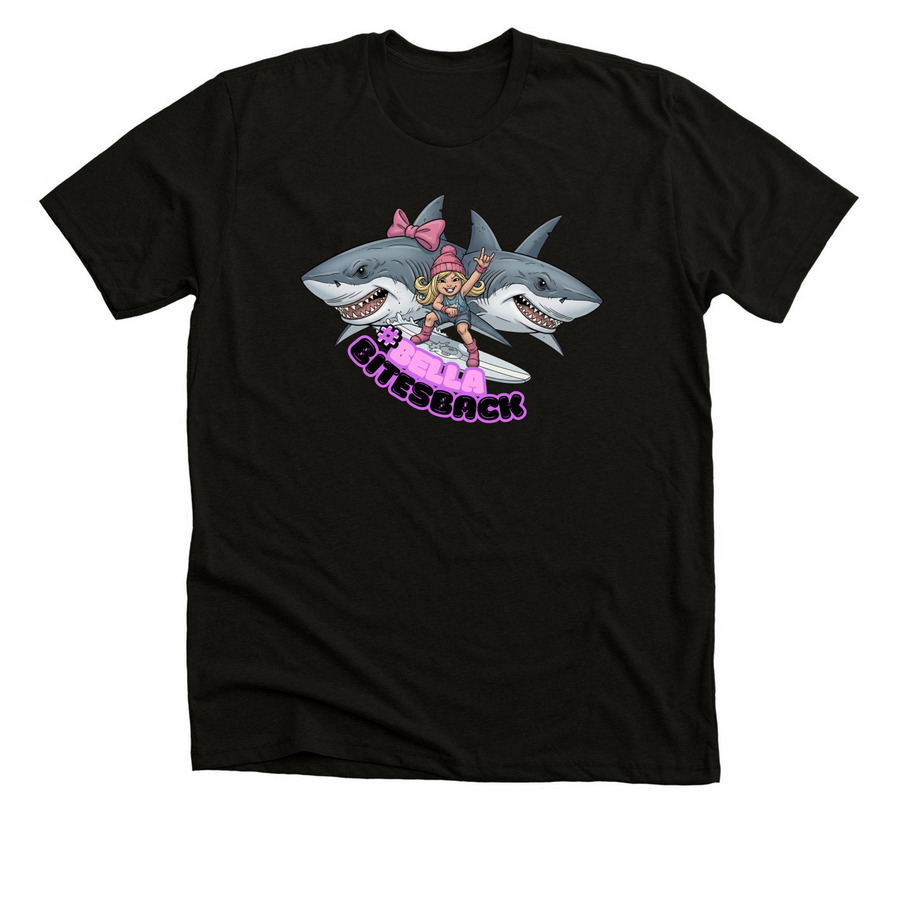 BELLA BITES BACK&nbsp;, a Black Heather Premium Unisex Tee