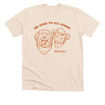 Brother Wolf Animal Rescue - Be Kind, a Heather Soft Cream Premium Unisex Tee
