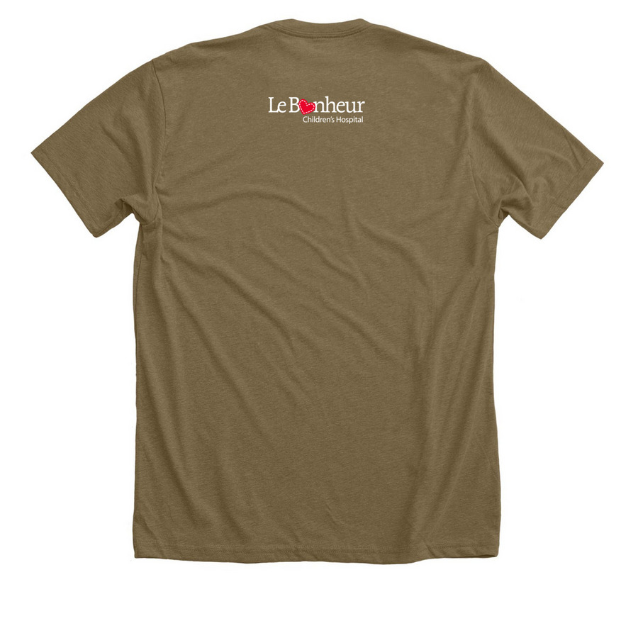 Le Bonheur Children's Hospital, a Heather Olive Premium Unisex Tee (back-view)
