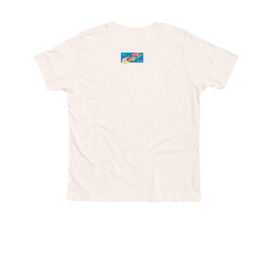 A Canvas of Culture at JQES, a Heather Natural Premium Youth Tee (back-view)