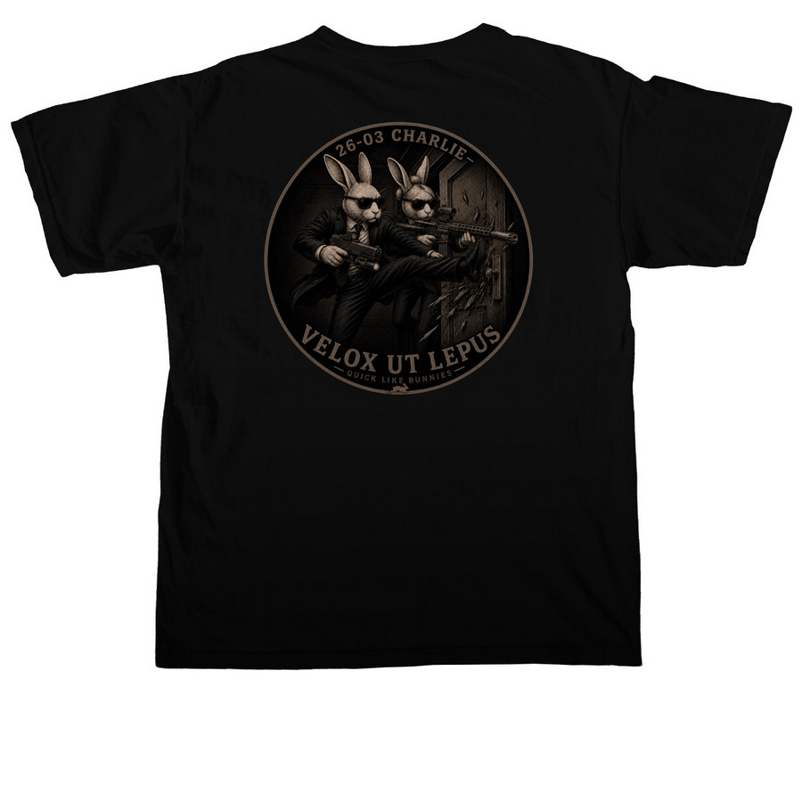 26-03C Shirt, a Black Comfort Colors Unisex Tee (back-view)