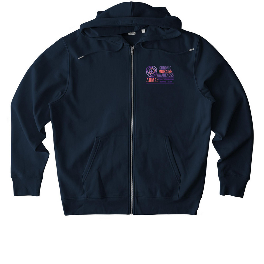 ARMS Front And CMA Back, a French Navy Stanley/Stella Unisex Cultivator 2.0 Zip Up Pullover Hoodie