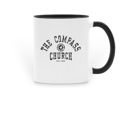 The Compass Church Est 1952 Mugs, a Black Two-Tone Ceramic Mug
