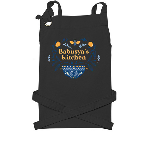 Cooking for Ukraine Apron, a Black Cotton Canvas Pocket Apron