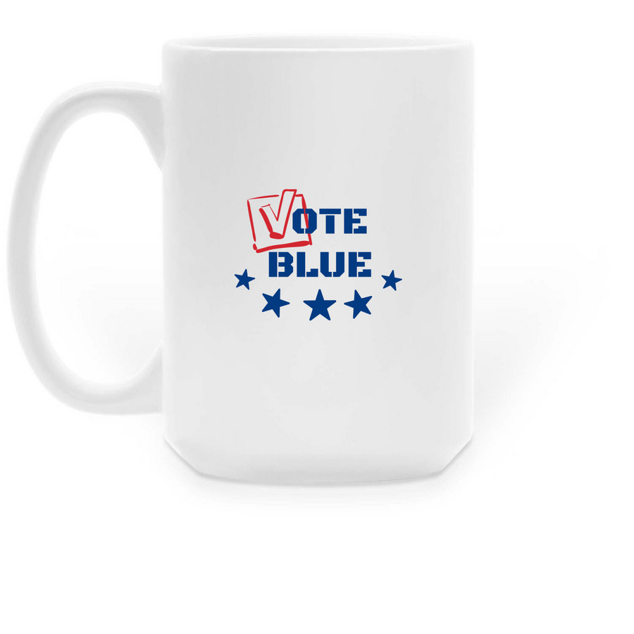 NOVEMBER IS COMING VOTE BLUE Cup, a White Large Coffee Mug (back-view)