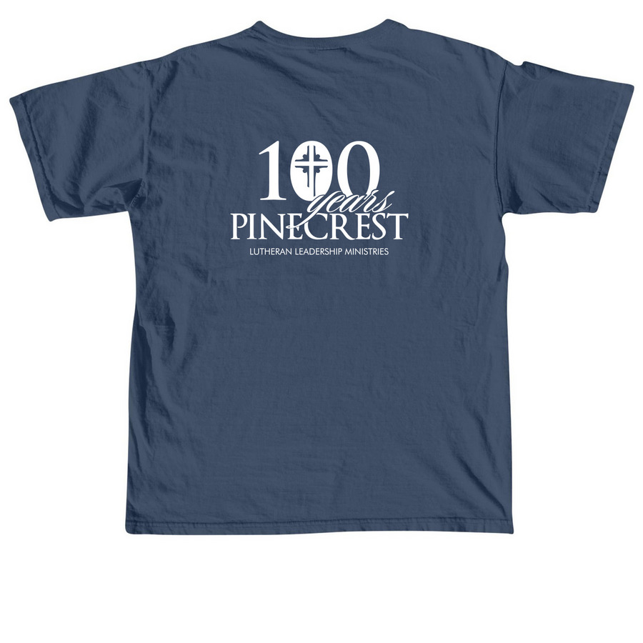 Pinecrest 100 Official Logo, a Midnight Comfort Colors Unisex Tee (back-view)