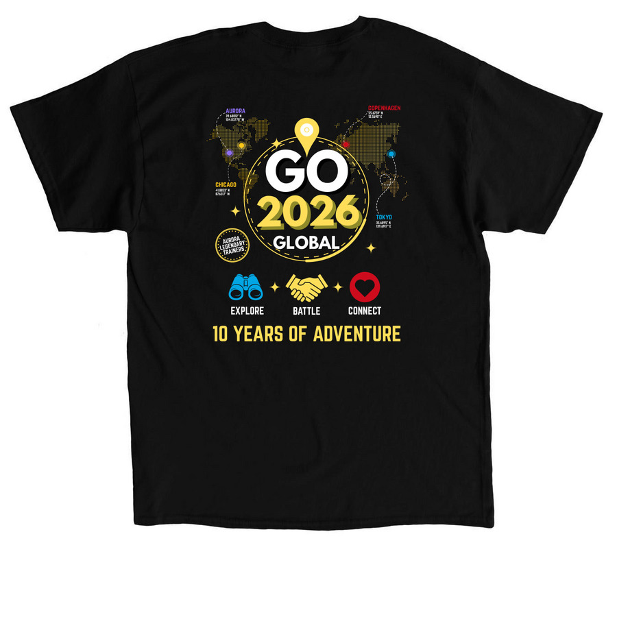 Yellow Bird Go 2026 Global ALT, a Black Classic Unisex Tee (back-view)