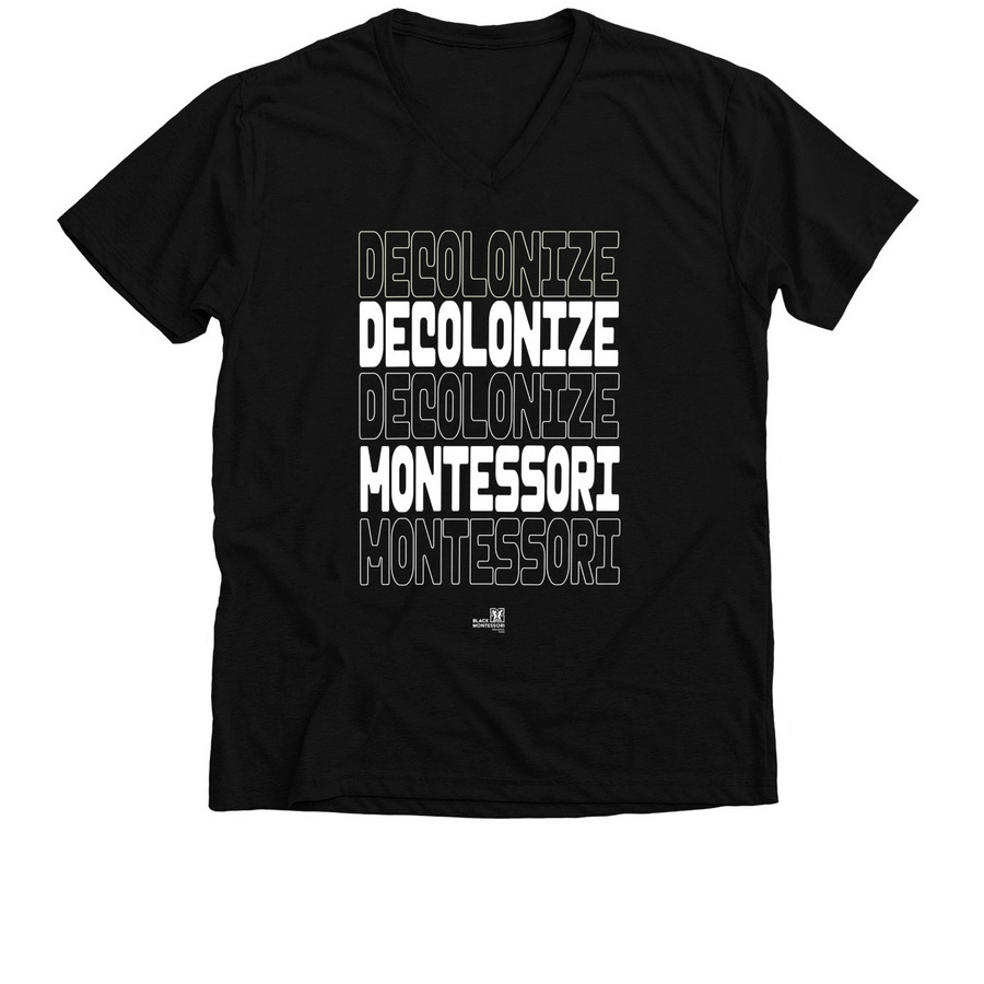 Decolonize Montessori, a Solid Black Blend Premium V-Neck Tee
