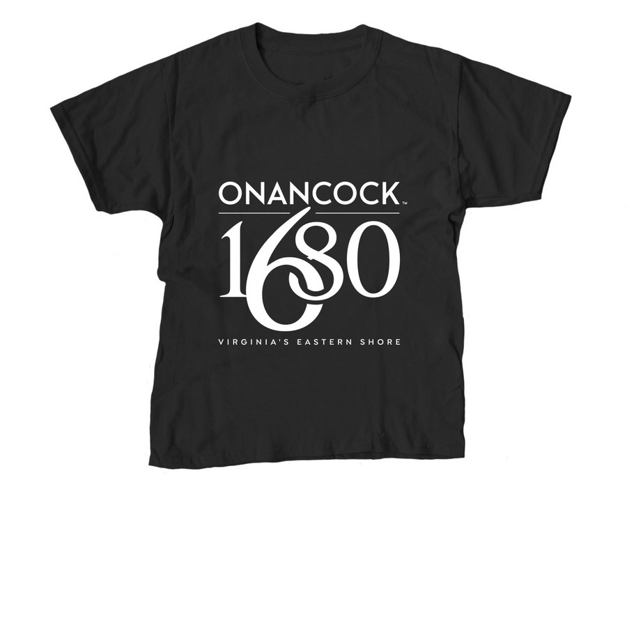 Town of Onancock Shirts (White Logo), a Black Youth Unisex Tee