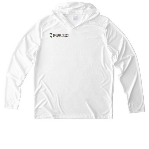Soulful Seeds Sunshirts, a White UV Performance Long Sleeve Hoodie
