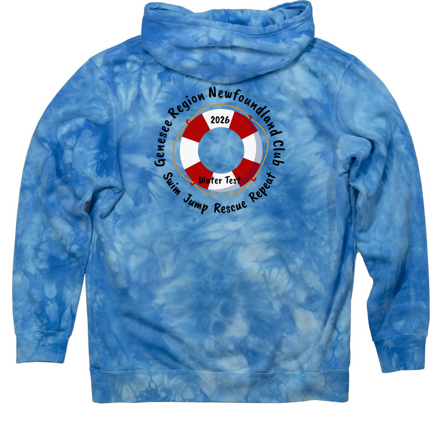 Genesee Region Newfoundland Club, a Aqua Blue Tie Dye Pullover Hoodie (back-view)