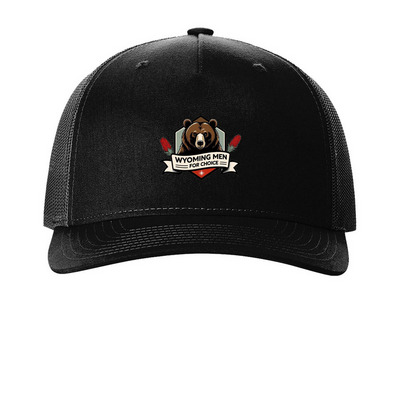 WyoUnited: Wyoming Men For Choice, a Black Printed Five-Panel Trucker Cap