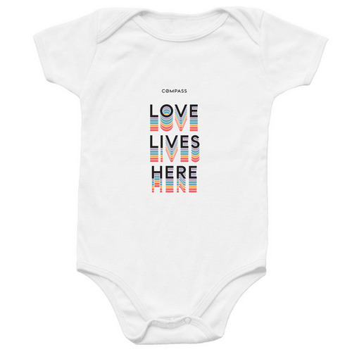 OUT at Compass Onesies, a White Infant Onesie