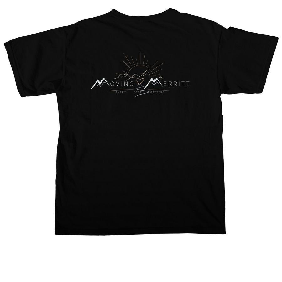 Heart/Mountain, a Black Comfort Colors Unisex Tee (back-view)