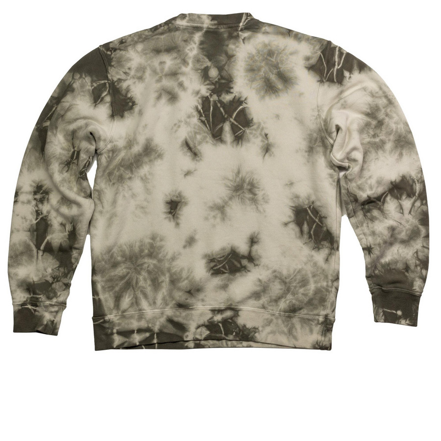 Psychedlic Snails and Swirls, a Olive Tie Dye Crewneck Sweatshirt (back-view)