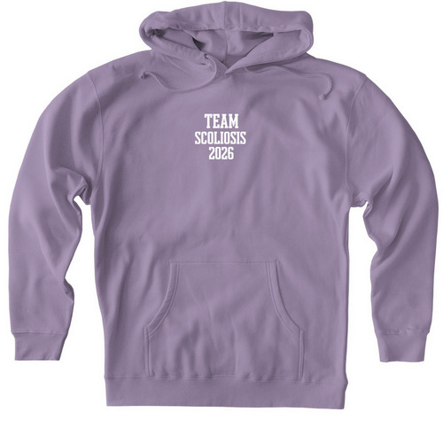 TEAM SCOLIOSIS 2026, a Plum Heavyweight Pullover Hoodie