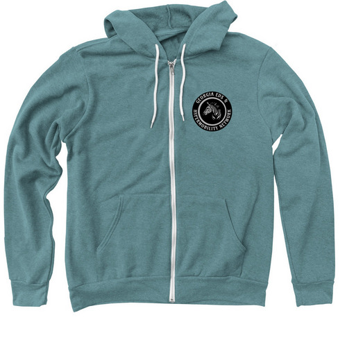 GA EDS & Hypermobility Network (6 frnt/1A bk), a Heather Deep Teal Zip Up Hoodie