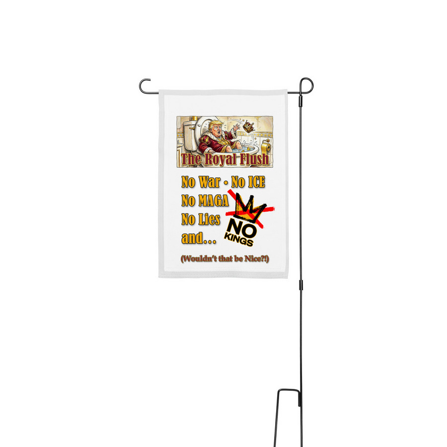 Royal Flush - No Kings Flag, a White 12" x 18" Yard Flag with Stake