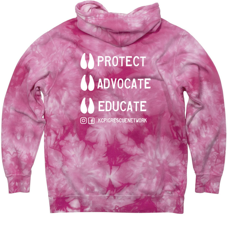 KCPRN Classic - White, a Pink Tie Dyed Pullover Hoodie (back-view)