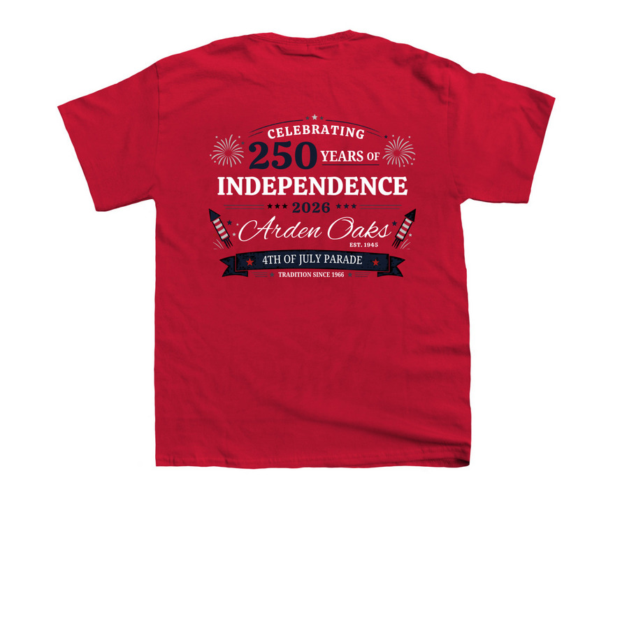 Red 4th of July, a Red Youth Unisex Tee (back-view)