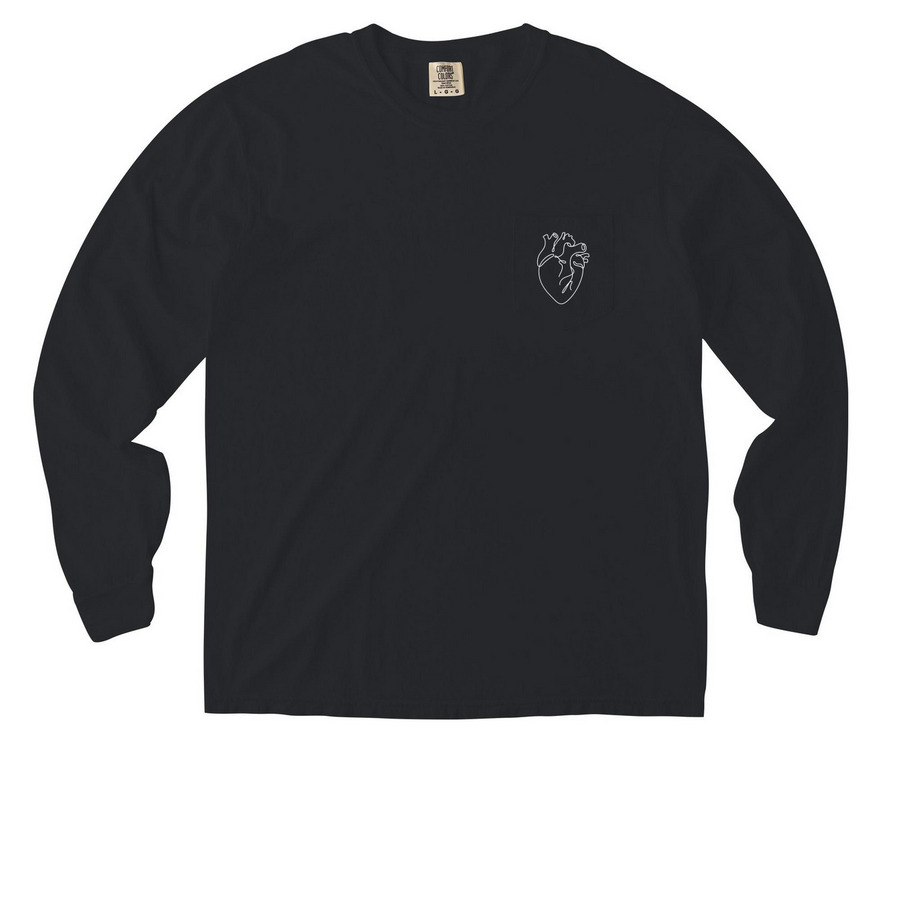 Write Scripture on Your Heart, a Black Comfort Colors Long Sleeve Pocket Tee