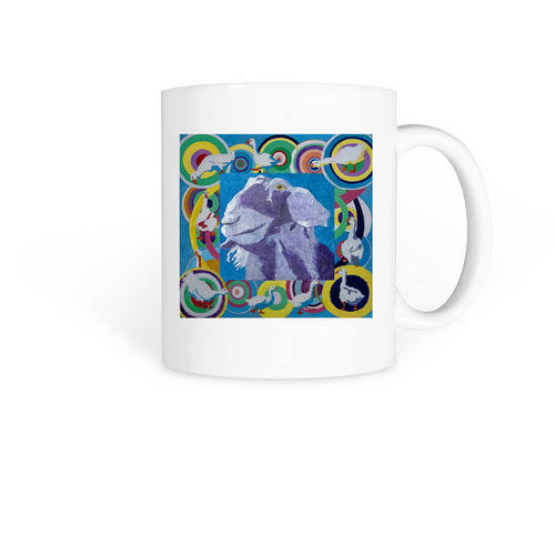 blue goat & geese, a White Coffee Mug