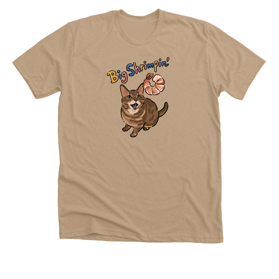 Big Shrimpin? Mocha, a Heather Sand Dune Premium Unisex Tee