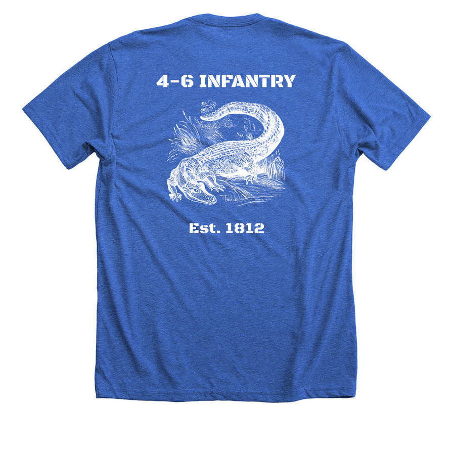 Gator Shirt, a Heather True Royal Premium Unisex Tee (back-view)