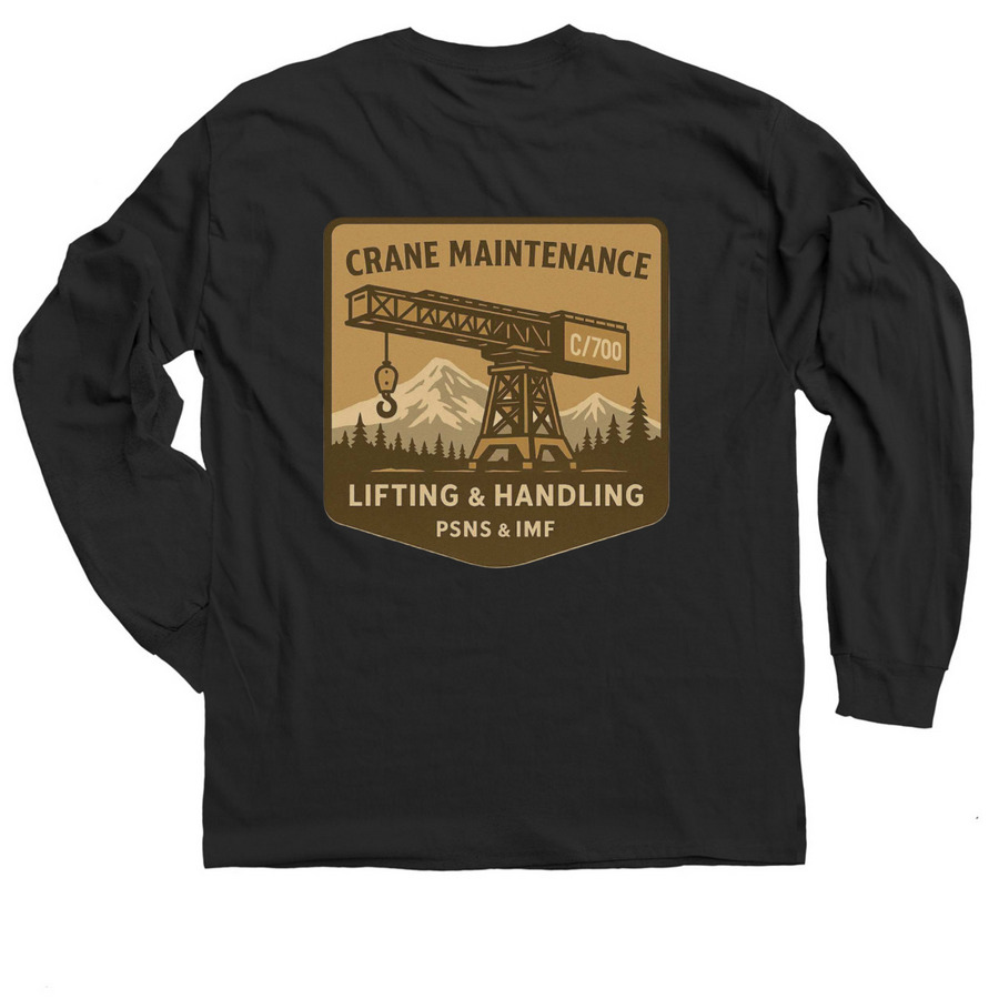 Crane Maintenance Team '25 Logo, a Black Classic Long Sleeve Tee (back-view)