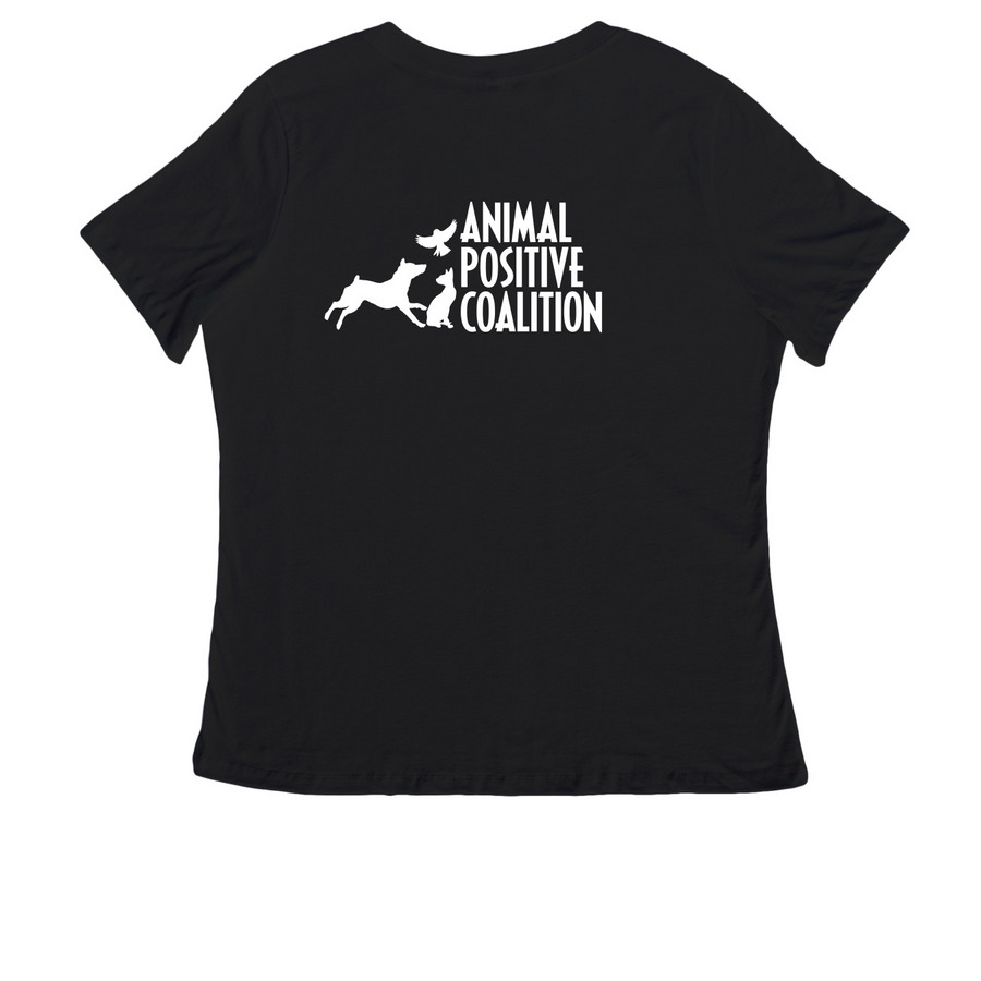 APC Shirts Logo Front/Back, a Black Women's Relaxed V-Neck Tee (back-view)