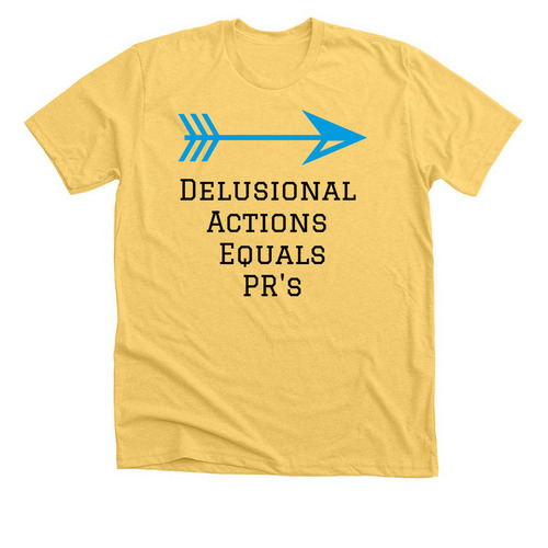 Actions Equals PR's, a Heather Yellow Gold Premium Unisex Tee