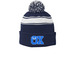 Ox Beanie, a True Navy/ White Printed Stripe Pom-Pom Beanie