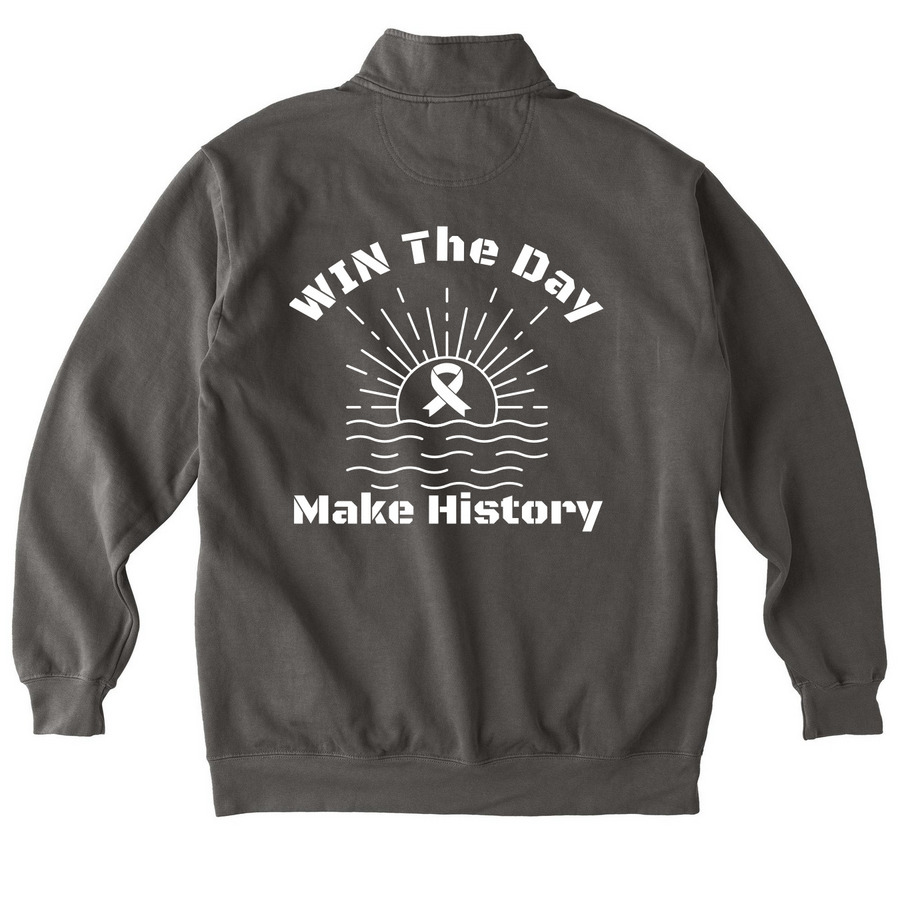 WIN The Day for a Lung Cancer Cure 2025, a Pepper Comfort Colors Quarter Zip Pullover (back-view)