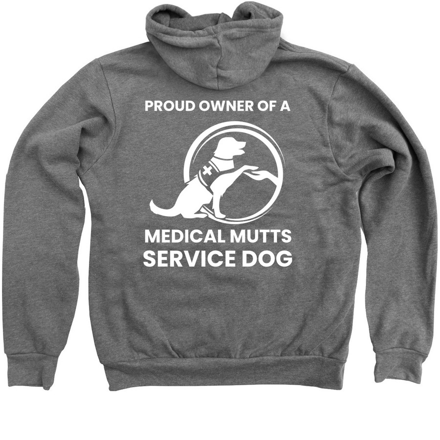 Medical Mutts Service Dog Owner Apparel, a Deep Heather Zip Up Hoodie (back-view)