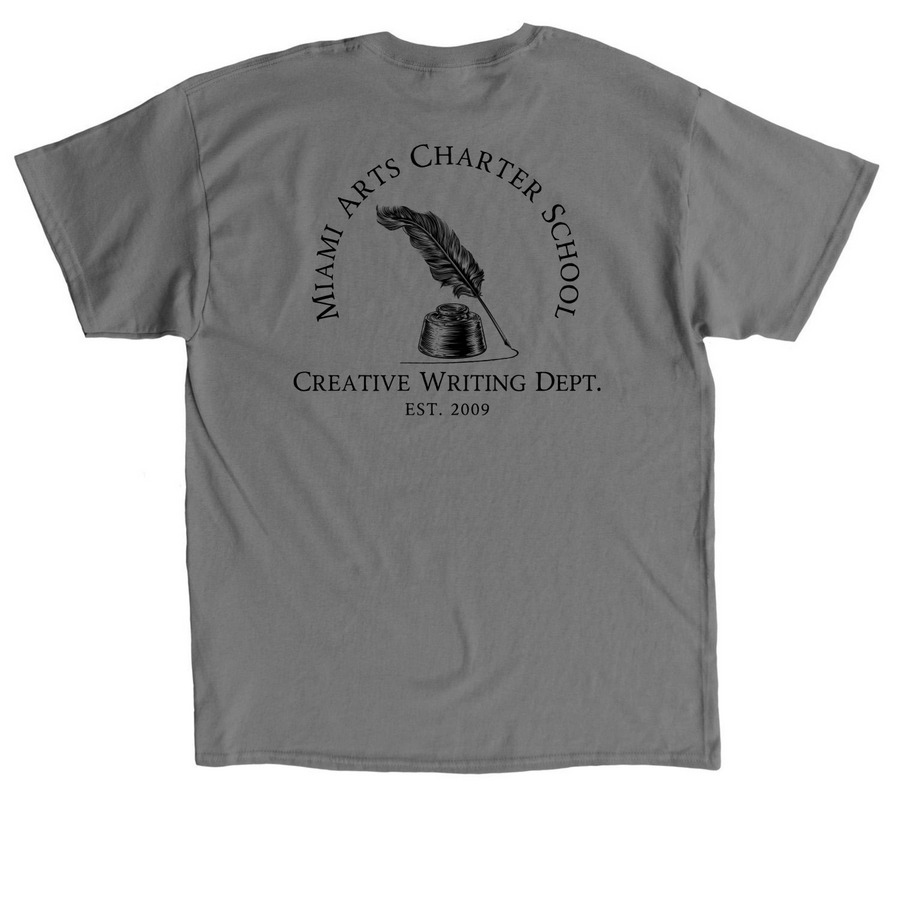 Creative Writing Dept. Merch, a Charcoal Classic Unisex Tee (back-view)